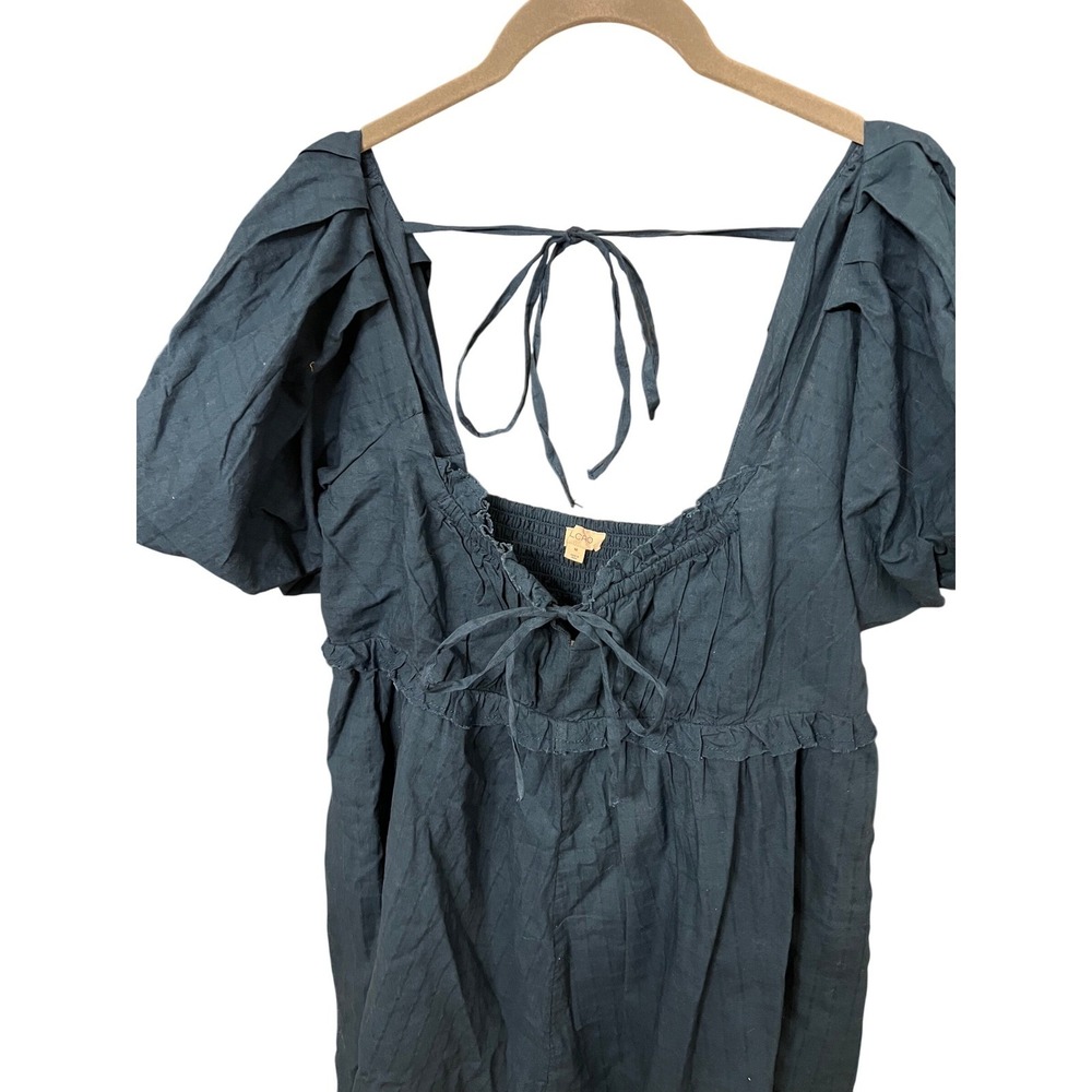 NEW Anthropologie Pilcro Puff-Sleeve Babydoll Romper Size Medium Blue - Picture 6 of 8